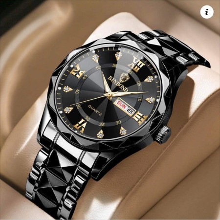 Binbond diamond glass mens watch-Black