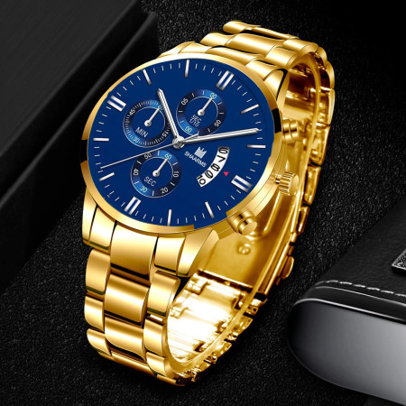 SHAARMS Watch for Men Stainless Steel Watches - Golden & Blue