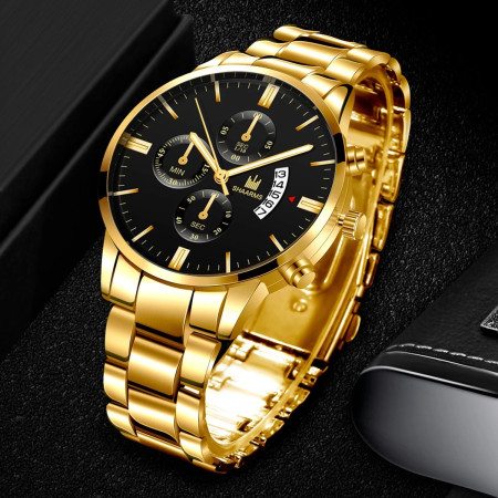 SHAARMS Watch for Men Stainless Steel Watches - Golden & Black