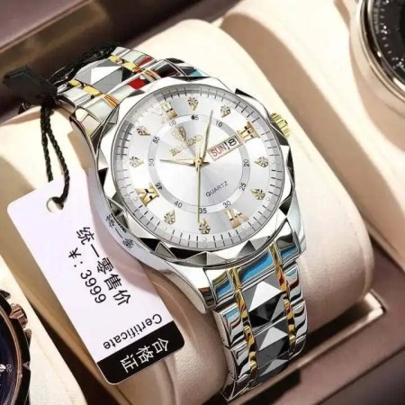 Binbond diamond glass mens watch-Silver