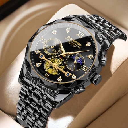 Chronograph no active Watch For Men Stainless Steel Wristwatches-Full Black